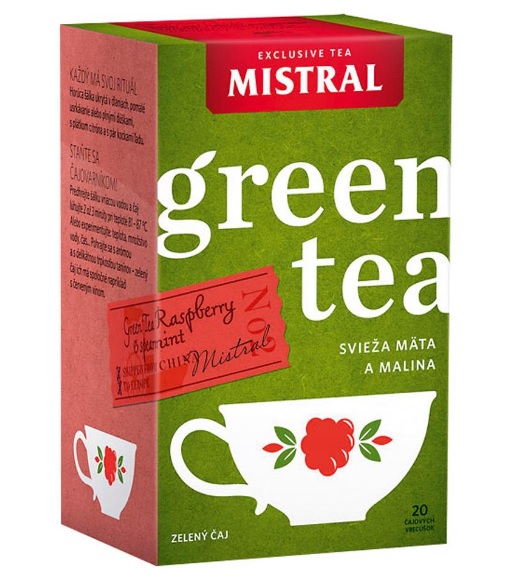 Čaj MISTRAL zelený svieža mäta a malina 30g